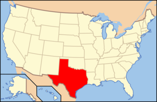 Map of USA with Texas highlighted