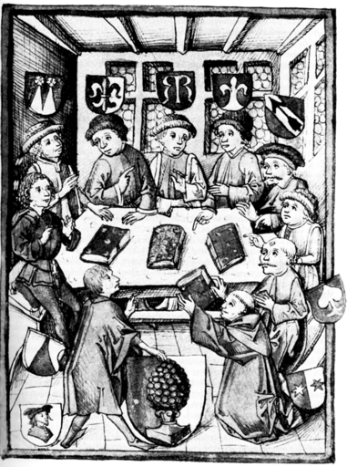 Ratssitzung, Bild aus einem Codex der Bayerischen Staatsbibliothek