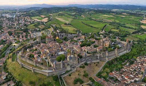 aerial panorama of Cité de Carcassonne