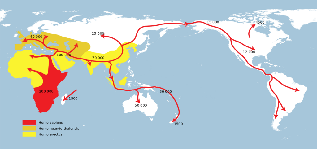 Weltkarte zeigt chronologische Ausbreitung des Menschen